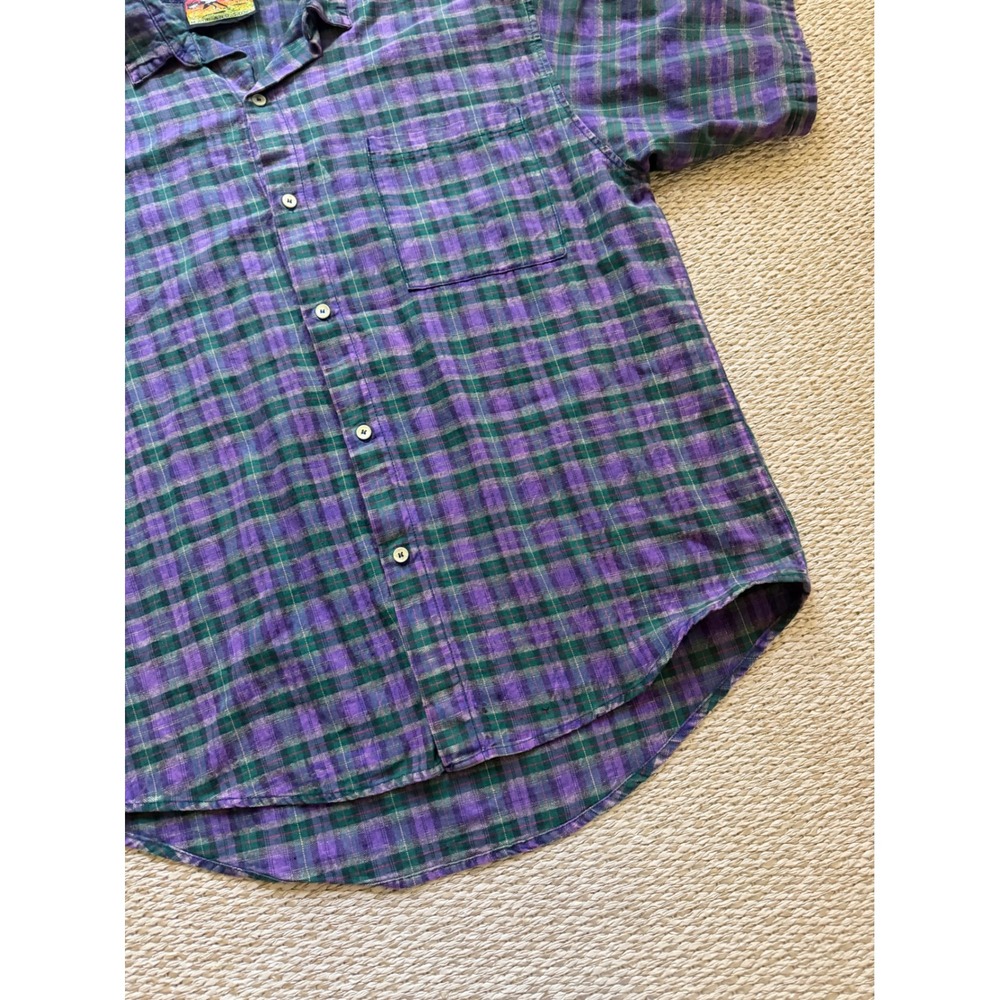 Maui‎ and Sons grunge surfer vintage Plaid Short Sleeve Button Down Shirt Large - Picture 2 of 8
